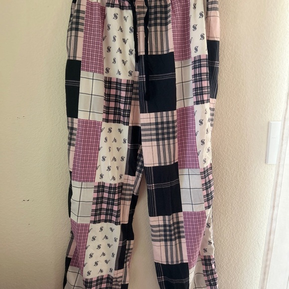 Victoria's Secret Patchwork Pajama Pants size medium  - Pink, Black, and White - Picture 1 of 7
